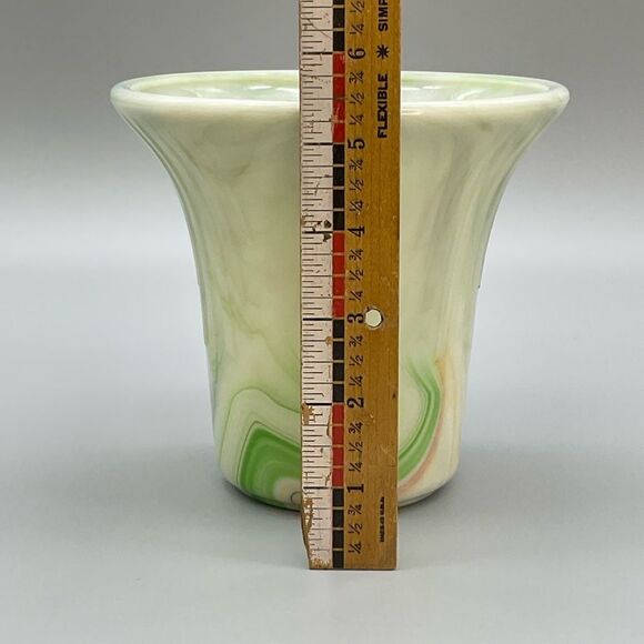 1940s Akro Agate Slag Glass Vase Pot Art Deco - Picture 16 of 16